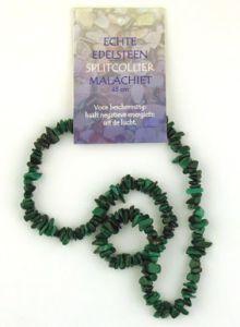 Merkloos splitcollier 45cm malachiet 1kaart