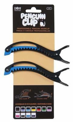 ONBEKEND \ MERKLOOS penguin haarclips zwart/blauw 2st