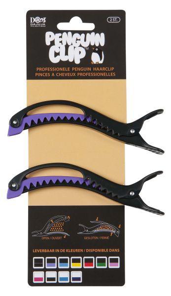 penguin haarclips zwart/paars 2st