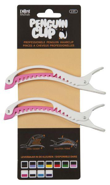 penguin haarclips wit/rose 2st
