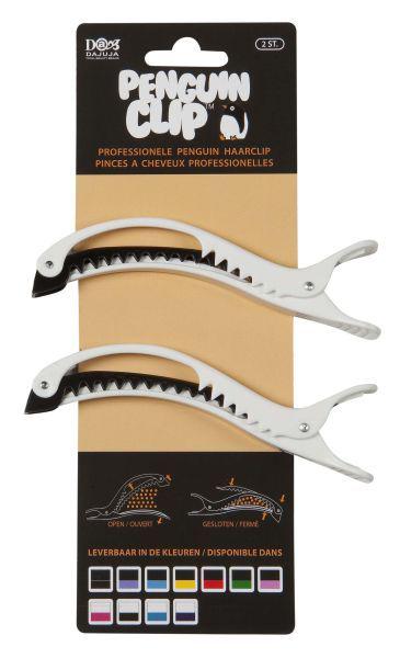 penguin haarclips wit/zwart 2st