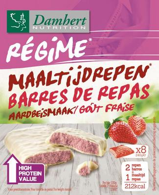 Damhert Afslank proteinereep witte chocolade & aardbei