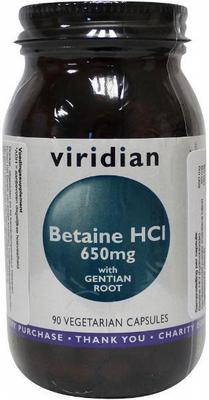 VIRIDIAN betaine hcl 650 mg with gentian root 90 caps