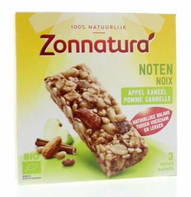 Zonnatura Noten appel kaneel reep 25 gram bio