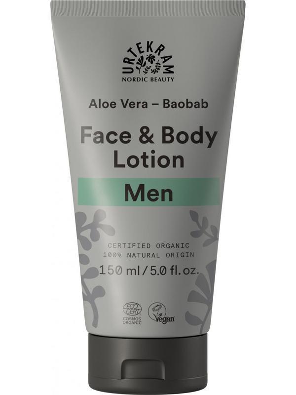 Men gezicht en bodylotion