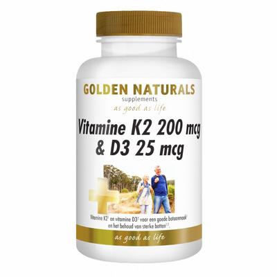 Golden Naturals Vitamine K2 200 mcg D3 25 mcg 60ca