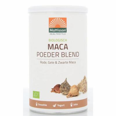 Mattisson Maca poeder blend geel, rood & zwart bio Mattisson Maca poeder blend geel, rood & zwart bio