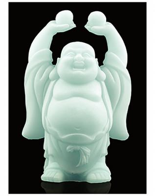 ONBEKEND \ MERKLOOS Sneeuwkwarts boeddhabeeld bollen hoog in hand 12cm