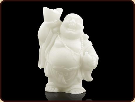 Sneeuwkwarts boeddhabeeld met schaal en kruik 9cm