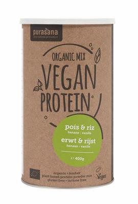 Purasana Vegan erwt & rijst proteine mix banaan vanille bio