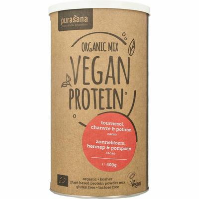 Purasana Proteine zonnebloem hennep pompoen cacao vegan bio