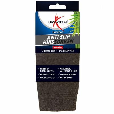 Lucovitaal Bamboe huissokken anti slip one size Lucovitaal Bamboe huissokken anti slip one size