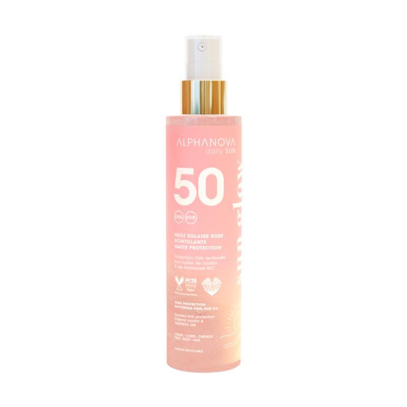 Glitter pink sun oil bio SPF50