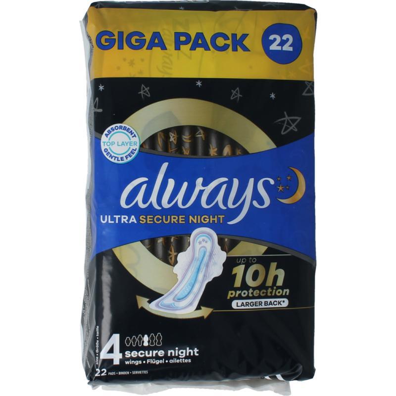Ultra pads secure night giga pack