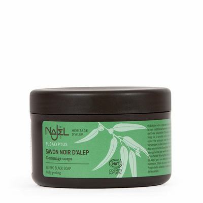 Najel Aleppo zeep scrub zwart eucalyptus Najel Aleppo zeep scrub zwart eucalyptus