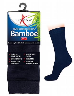 Lucovitaal Bamboe sok lang blauw maat 35-38