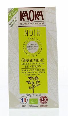 KAOKA choc bar dark lemon ginger 100 g