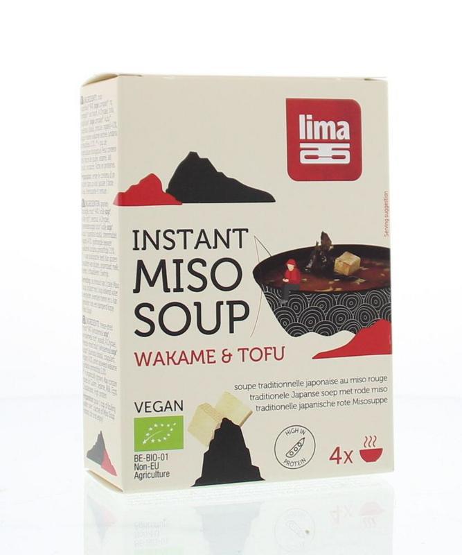 Instant miso soep wakame tofu 4 x 10 gram bio