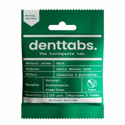 Denttabs Tandpasta tabletten munt zonder fluor vegan