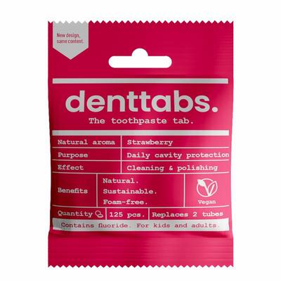 Denttabs Tandpasta tabletten aardbei met fluor vegan