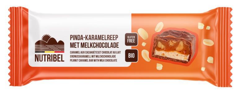 Pinda karamel reep melkchocolade bio