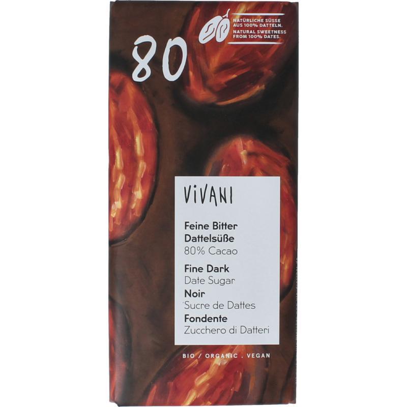 Fine dark date sugar 80% cacao bio