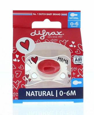 Difrax Fopspeen natural I love 0-6 maanden assorti