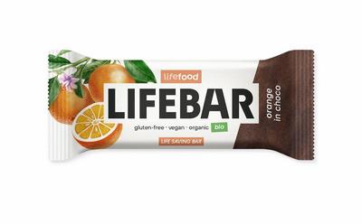 Lifefood Lifebar inchoco sinaasappel bio raw