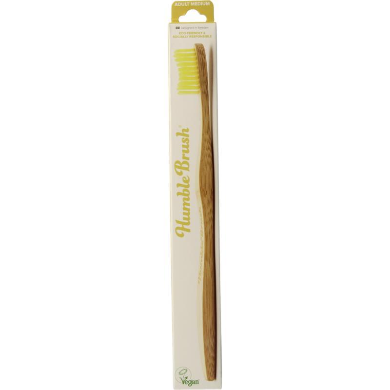 Tandenborstel bamboe medium geel Tandenborstel bamboe medium geel