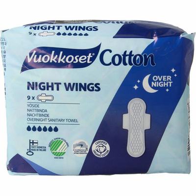 Vuokkoset Maandverband nacht wings organisch katoen Vuokkoset Maandverband nacht wings organisch katoen