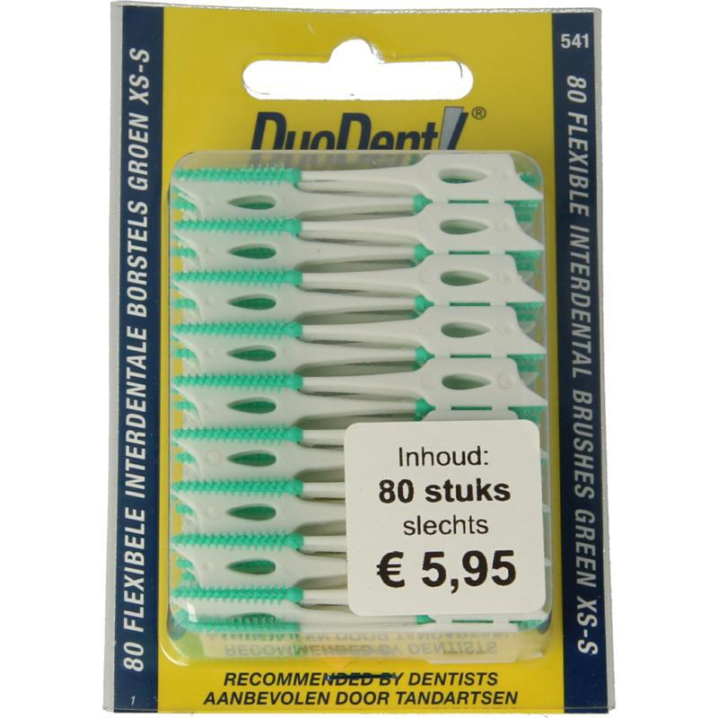 Flexibele interdentale borstels xs-s groen