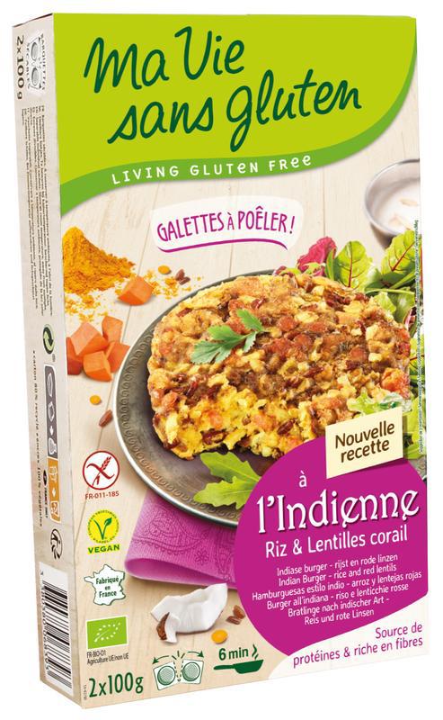 Indiase rijstburgers 2 x 100g vegan glutenvrij bio