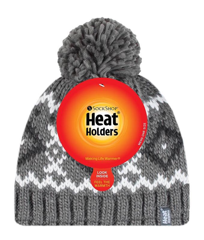 heatholders mens chunky jacquard pom pom hat - helsinki one