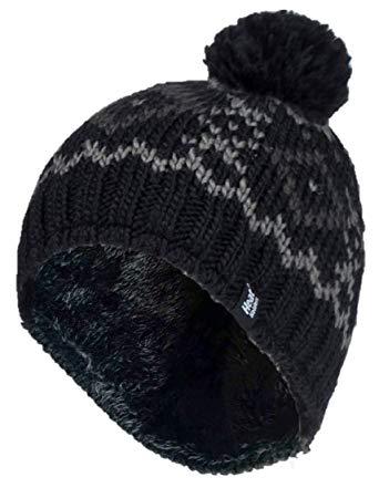 Mens chunky jacquard pom pom hat helsinki black