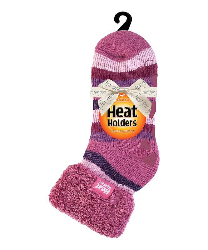 Ladies lounge socks 4-8 37-42 muted pink stripe