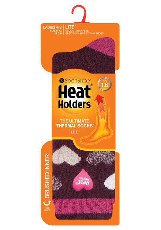 Heatholders ladies lite heart - dunham 4-8  wine/raspberry 1paar