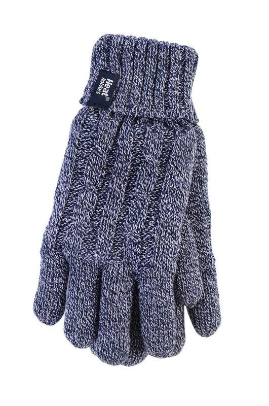Ladies cable gloves S/M navy