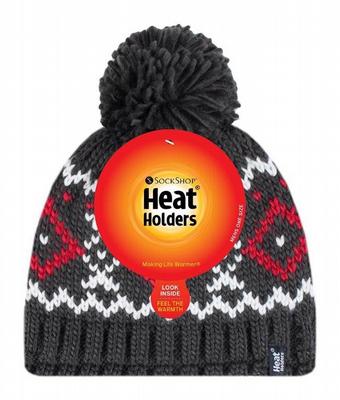 HEATHOLDERS Mens pom pom hat Helsinki charcloal/red