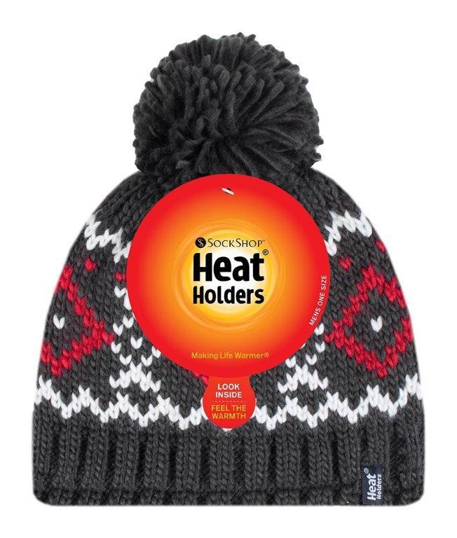 Mens pom pom hat Helsinki charcloal/red