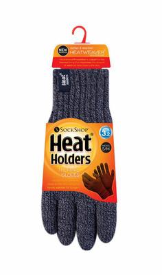HEATHOLDERS Mens cable gloves navy maat S/M