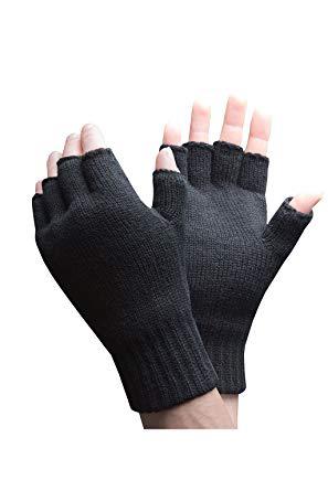mens fingerless gloves black one size