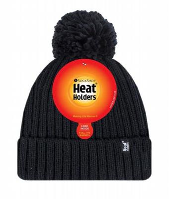 Heat Holders Ladies pom pom hat arden black one size