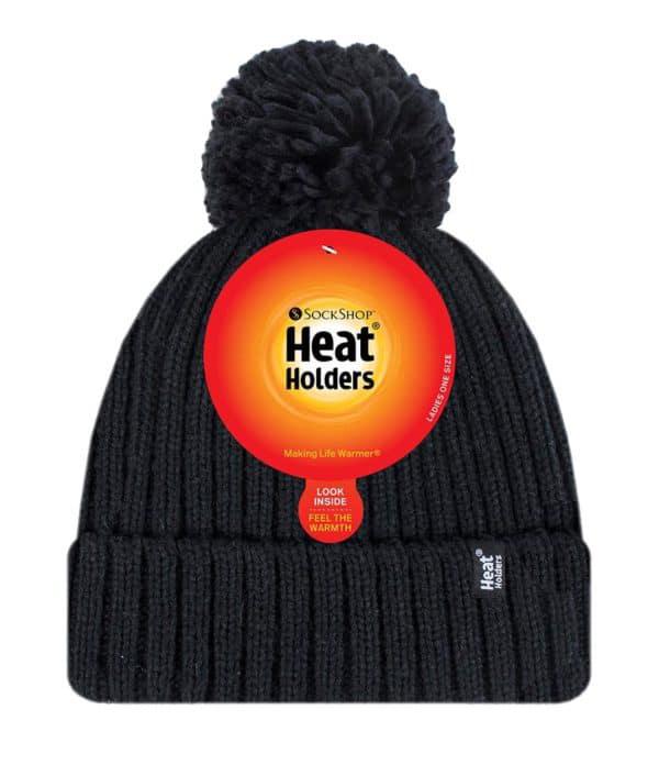 Ladies pom pom hat arden black one size