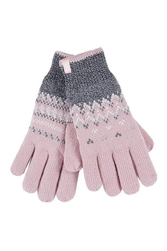 Ladies cable gloves M/L Trondheim coral