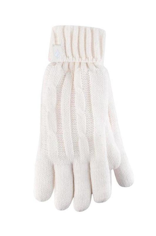 Ladies cable gloves M/L cream