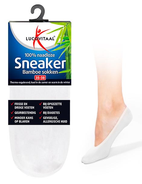 Bamboe sneakersok wit maat 35-38