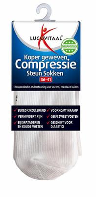 Lucovitaal Koper compressie steunsok maat 36-41 wit