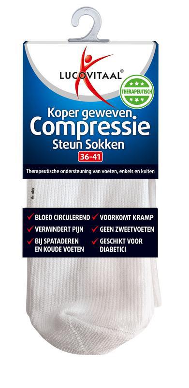 Koper compressie steunsok maat 36-41 wit