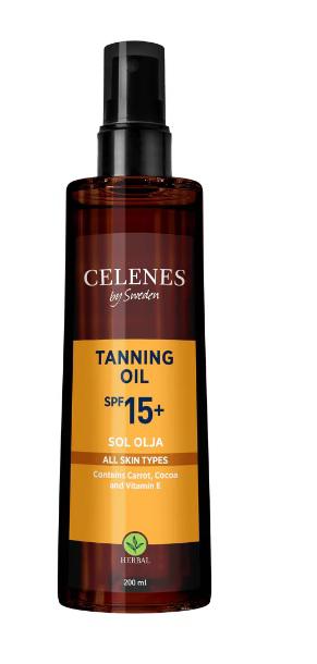 Herbal tanning oil SPF15+