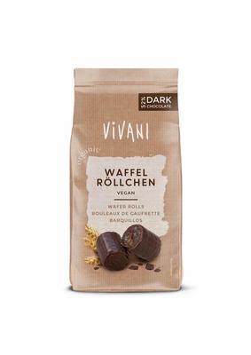 Vivani Chocolade wafelrolletjes puur bio
